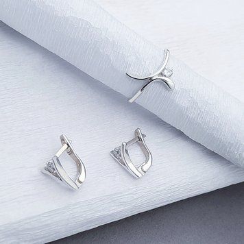 Серебряное кольцо и серьги Элегантность