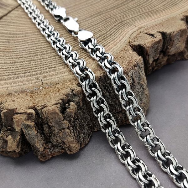 Серебряная массивная цепочка плетения "Бисмарк"